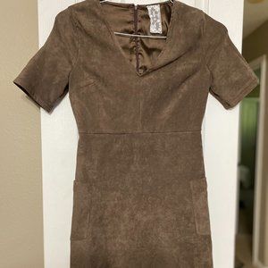 Sadie & Sage Saddle Tan Suede Short Sleeve Dress